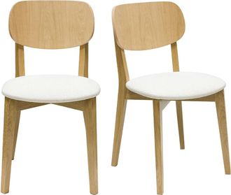 Miliboo Miliboo - Set de 2 sillas vintage de madera de roble claro y borreguillo lucia