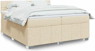vidaXL Vidaxl - Cama Box Spring Con Colch&oacute;n Tela Color Crema 200x200 Cm
