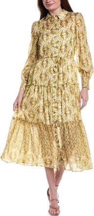 Julia Jordan Printed Baja Linen-Blend Midi Dress