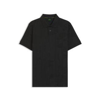 BOSS Regular-fit cotton knit polo with 3D jacquard design