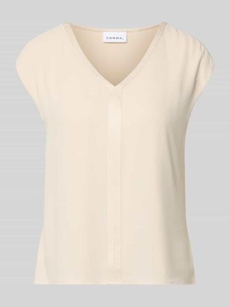 Comma T-Shirt mit V-Ausschnitt in Beige, Gr&ouml;&szlig;e 34