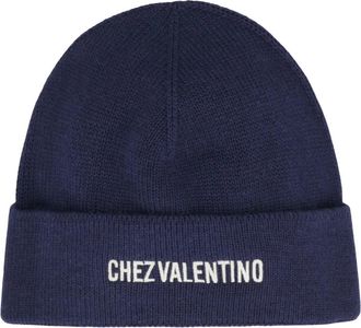 Valentino Garavani Gebreide muts - Heren - Hoeden - Blauw - ONE Size - Katoen - Accessoires