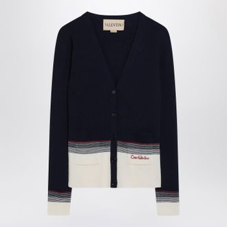 Valentino Cardigan With Chez Valentino Embroidery In Wool