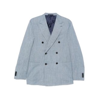 Caruso Blazers, male, Blue, Size: 2XL Double-breasted Blazer