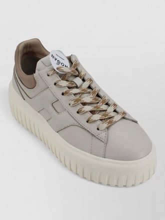 Hogan leather platform sneakers contrasting sole design