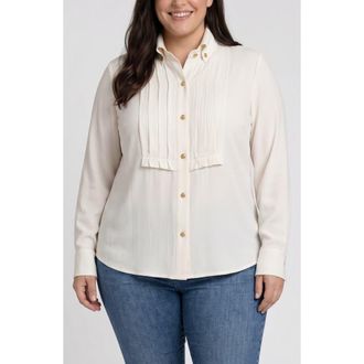 Liverpool L.A. Tuxedo Woven Shirt in Whipped Cream at Nordstrom, Size 1X