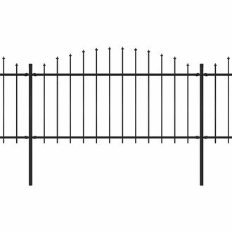 Berkfield Home Garden Fence with Spear Top Steel in Black