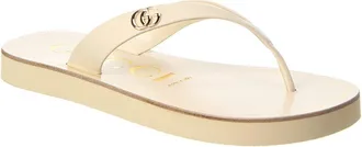 Gucci Double G Leather & Canvas Sandal