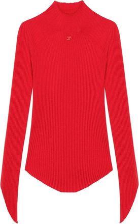 Courrèges Circle Rib Knit Mockneck Sweater