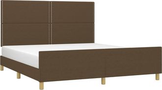 vidaXL Cama Sin Colch&oacute;n De Tela Marr&oacute;n Oscuro 180x200 Cm Vidaxl