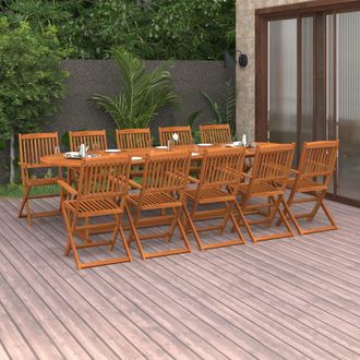 vidaXL Set Comedor De Jard&iacute;n 11piezas Madera Maciza Acacia 280x90x75cm Vidaxl