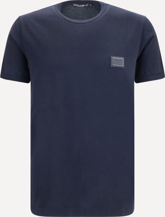 Dolce & Gabbana Cotton T-shirt with logo plaque Male 46