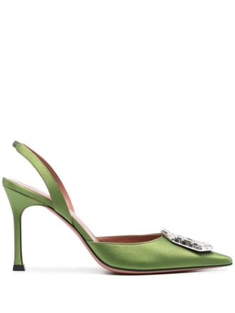 Amina Muaddi Camelia pumps met gesp - Groen