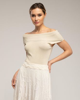 Tantra Gebreide top met lurex en een boothals