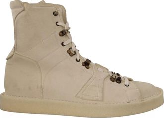 Dolce & Gabbana White Leather Lace Up Mens Mens Boots (Pre-Owned)