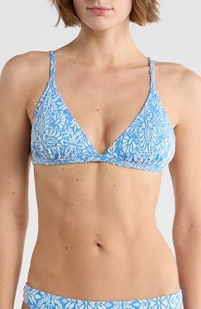 Roxy Tile Tranquility Triangle Bikini Top in Blue at Nordstrom Rack, Size X-Large