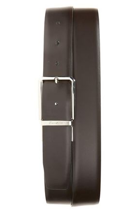 Santoni Polished Leather Belt in Black at Nordstrom, Size 36