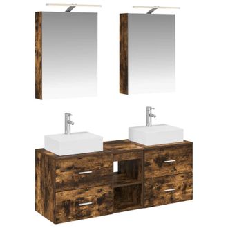vidaXL Juego De Muebles De Ba&ntilde;o 5 Uds. Roble Ahumado Vidaxl