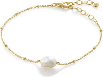 Monica Vinader Nura Tiny pearl bracelet - women - 18kt Gold/Recycled Silver - One Size