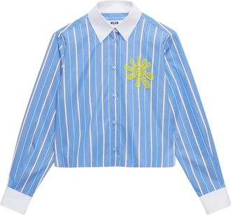 Msgm Poplin Shirt - Dames - Overhemden - Blauw - S - Overhemden