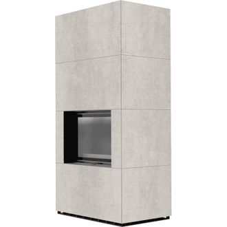 Kratki Kaminbausatz KRATKI FLOKI BOX 8 kW &Oslash; 160 Quarzsinter NATURALI PIETRA DI SAVOIA PERLA BOCCIARDATA schwarz Verkleidung