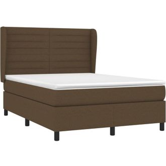 vidaXL Vidaxl - Cama Box Spring Con Colch&oacute;n Tela Marr&oacute;n Oscuro 140x200 Cm