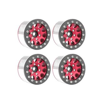 OEM Juego De 4 Ruedas Met&aacute;licas Rojas Y Negras De 1,55 Pulgadas, Piezas Para Coches Rc Axial Scx10 Trx4 Trx6 D90 1/10