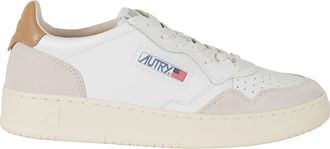 Autry White Mustard Medalist Low Suede Inserts Leather Sneakers