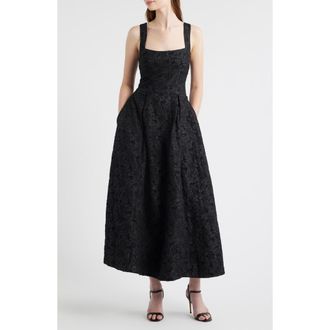 Chelsea28 Floral Jacquard Gown in Black at Nordstrom, Size Xx-Small