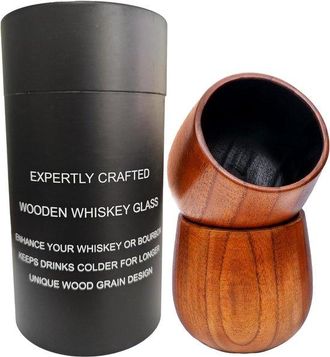 OEM Vasos De Madera Quemada Para Bourbon, Vasos De Whisky, Regalos De Bourbon Para Hombres - Vasos De Madera Estilo Old Fashioned