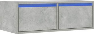 vidaXL Mueble de tv con luces led gris hormigón 75x35,5x25 cm Vidaxl