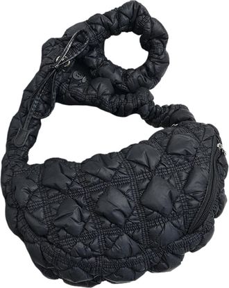Generic Quilted Shoulder Bag, Bubble Bag - Soft Bag with Crescent Moon Shoulder Strap - Fashion Under Arm Bag for Birthday, Christmas, Saint, Black, riferimen