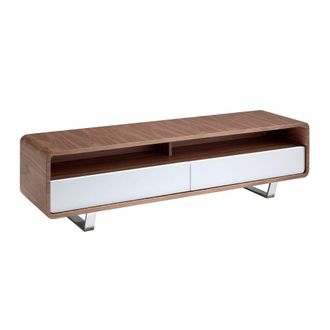 Angel Cerd&aacute; Walnut TV Stand with White MDF Drawers & Chrome in Brown