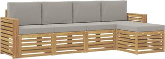 vidaXL Conjunto De Sof&aacute;s De Exterior 5 Uds. Blanco Y Gris Claro Vidaxl