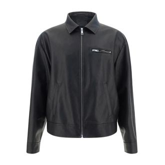 Prada Zwarte Leren Jas Stijlvol Moderne Man - Heren - Leren en Su&egrave;de Jassen - Zwart - L - Jassen