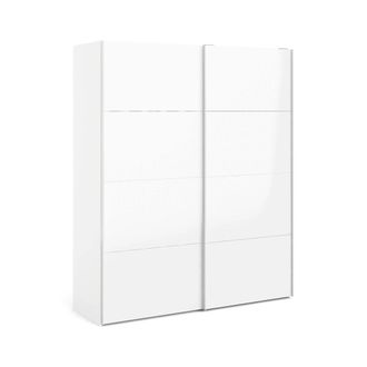 Dmora Armario 2 Puertas London, Muebles De Dormitorio, Vestidor, Armario De Ropa, 182x62 H220 Cm, Blanco Brillante - Dmora