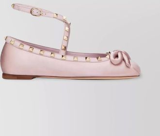 Valentino Garavani satin rockstud ballerina bow accent