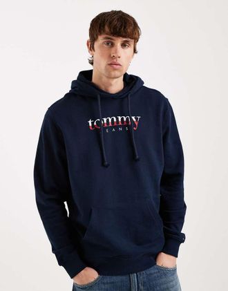 Tommy Jeans Felpa con cappuccio blu navy con logo