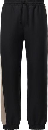 Valentino Garavani Broeken, Heren, Zwart, M, Katoen, Gestreepte Katoenmix Velours Joggingbroek