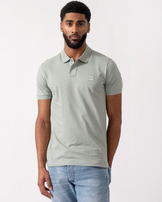 Boss Orange by Hugo Boss Mens Passenger Slim-Fit Polo Shirt in Silver Cotton - Size X-Large