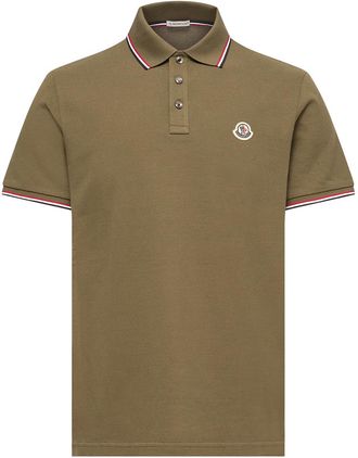 Moncler Moncler Tricolor-trimmed Cotton Piquet Polo Shirt, Men, Green, Size: 3xl
