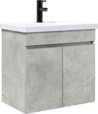 vidaXL M&oacute;dulo De Ba&ntilde;o Con Grifer&iacute;a Gris Hormig&oacute;n 61 X 40 X 74,5 Cm Vidaxl