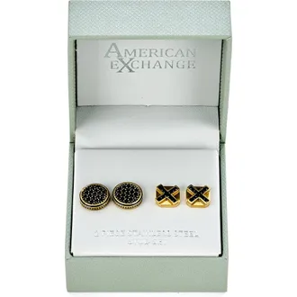 American Exchange Mens Set of 2 Stone Stud Earrings in Gold at Nordstrom Rack
