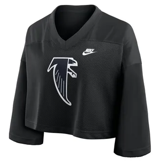 Nike Atlanta Falcons Rewind Fashion Nike Womens Dri-FIT NFL Cropped Jersey in Black | 03O300A87V-7ZM