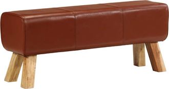 vidaXL Vidaxl - Banco Potro Bok Madera De Mango Y Cuero Marr&oacute;n 110 Cm
