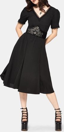 Disturbia Sanzia Tie Back Lace Midi Dress in Black at Nordstrom, Size 12