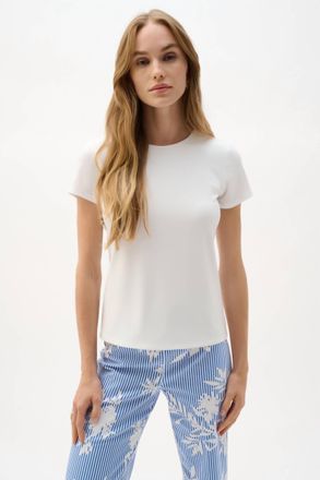 Joseph Ribkoff Casual Crew Neck Pullover Top In Vanilla
