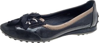 Tod's Tods Black Patent Leather And Suede Lace Up Loafers