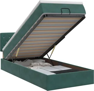 vidaXL Letto Ottomano Con Materasso Verde Scuro 90 X 200 Cm Velluto Vidaxl
