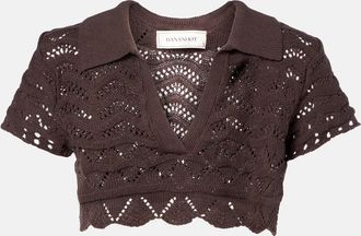 Bananhot Coco open-knit cotton-blend crop top